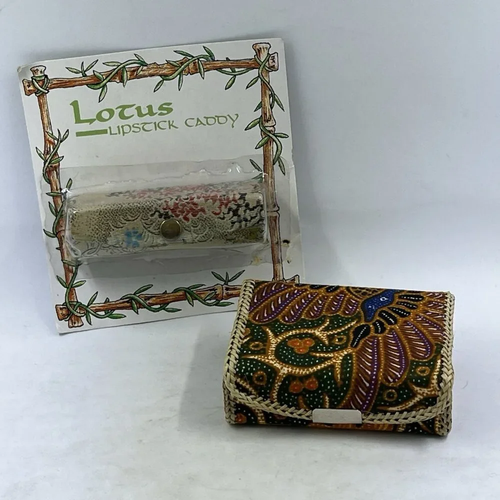 Vintage Lipstick Holders Tapestry‎ Floral With Mirror Snap Close Retro Lot Of 2